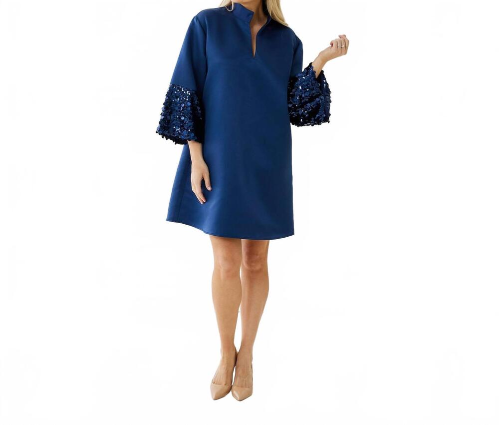 NEW CARYN LAWN keri sparkle dress in navy